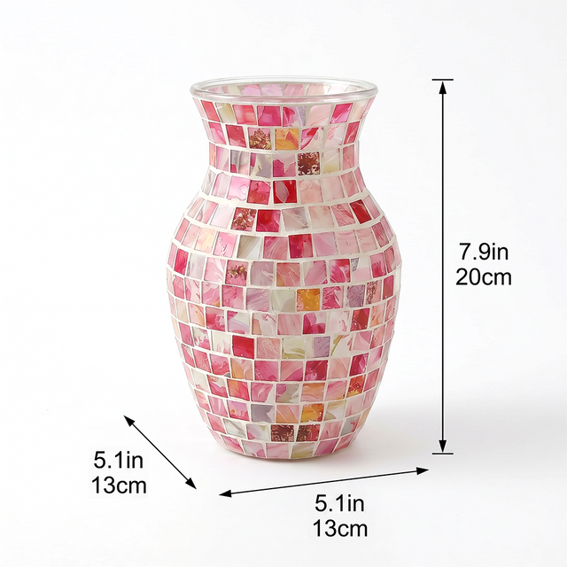 pink mosaic vase dimensions size chart