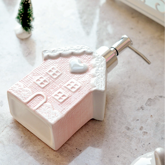 pink soap dispenser details