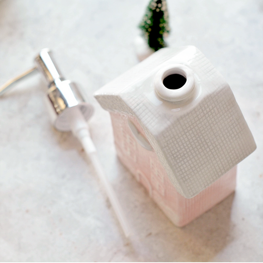 pink soap dispenser details