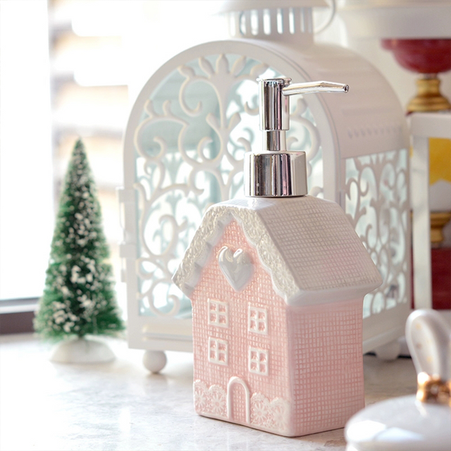 pink soap dispenser details