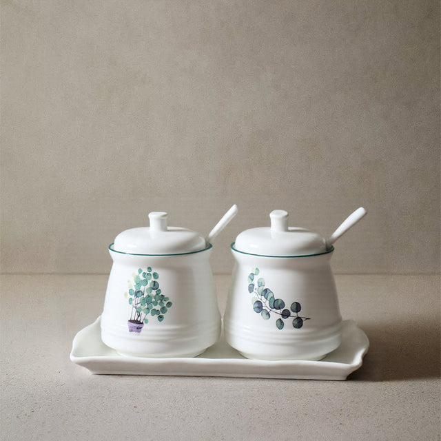 plant ceramic condiment set