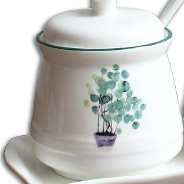 plant ceramic condiment set details