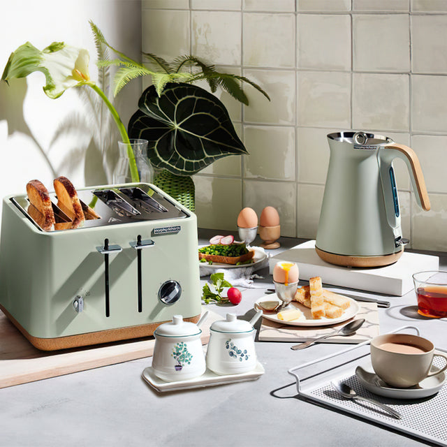 plant ceramic condiment set on the dining table