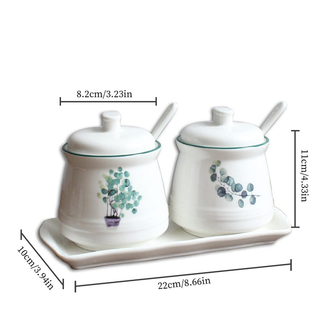 plant ceramic condiment set size chart