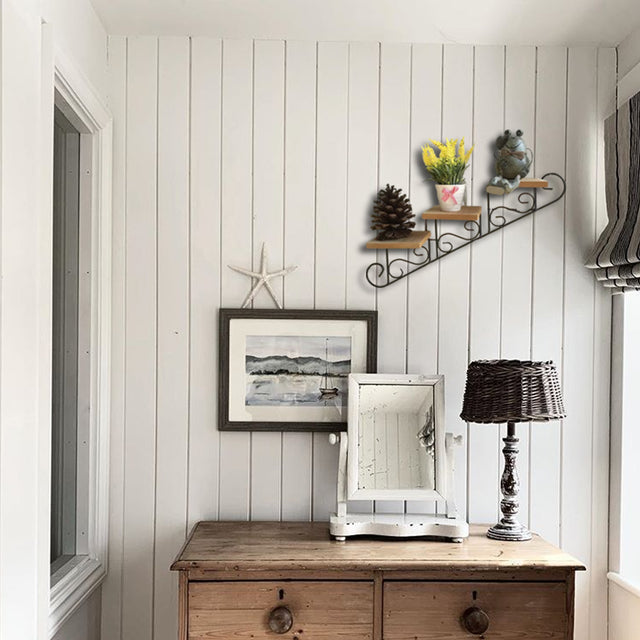 plant holder wall shelf above the cabinet