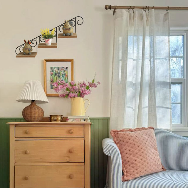 plant holder wall shelf above the cabinet