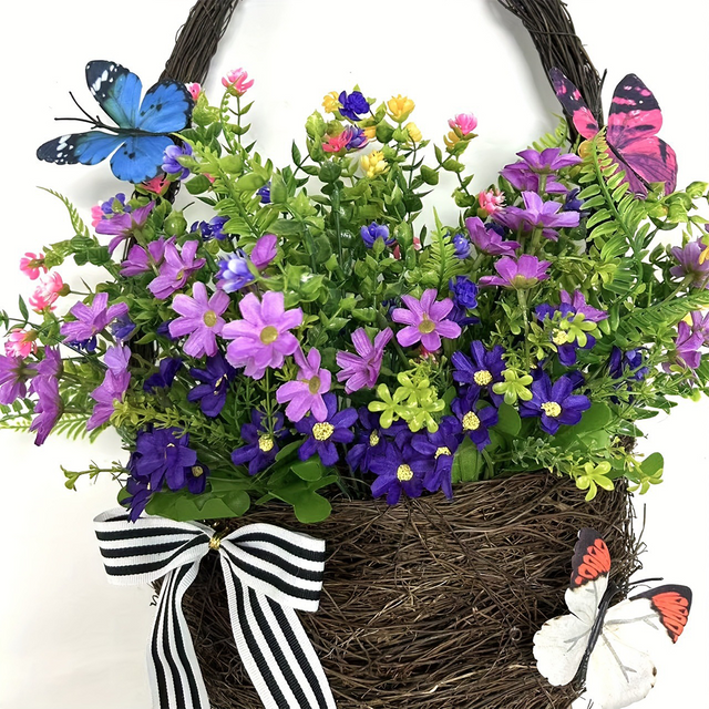 plastic brown butterfly themed flower basket details