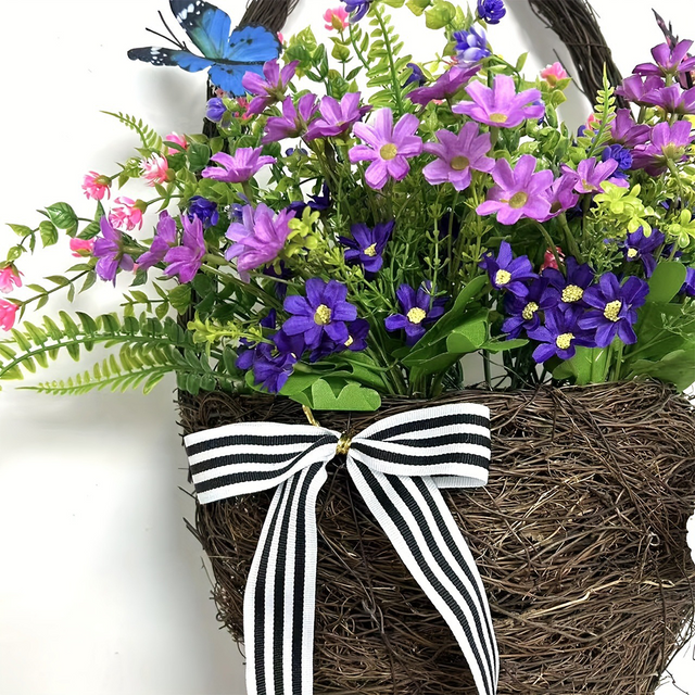plastic brown butterfly themed flower basket details