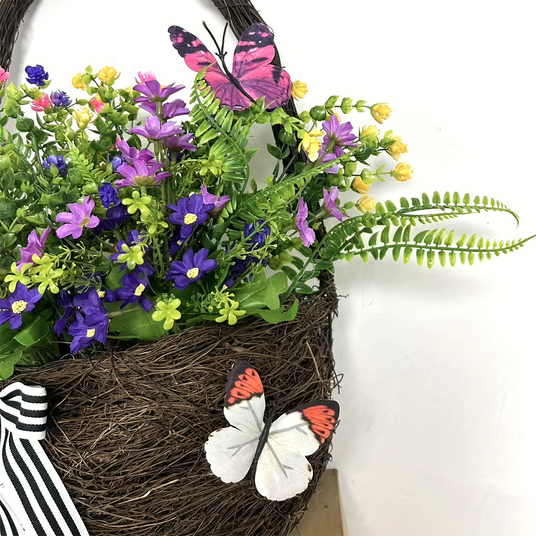 plastic brown butterfly themed flower basket details