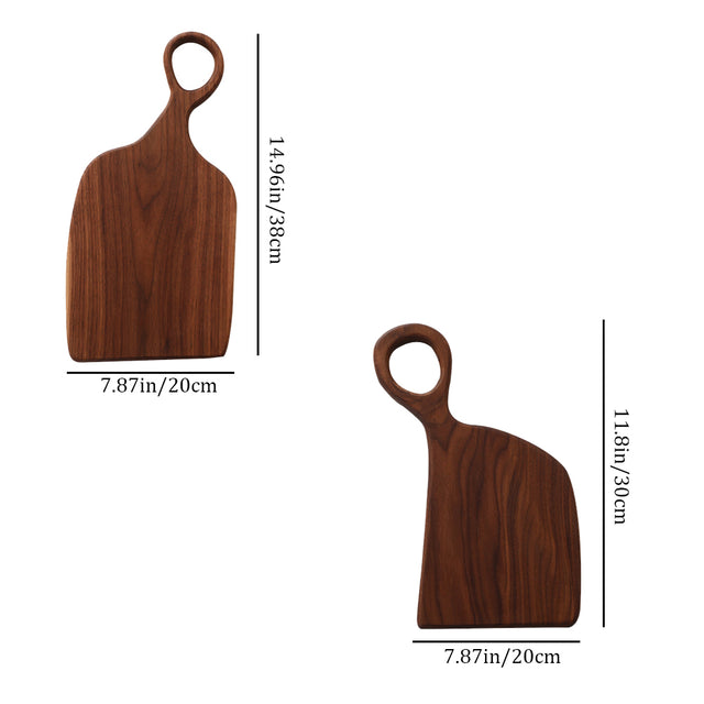 premium black walnut couple's cutting boards size chart