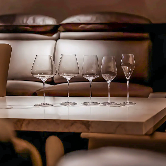 premium goblet glass on the coffee table