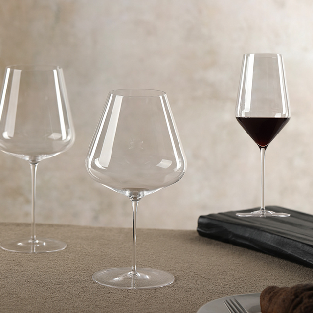 premium goblet glass on the dining table