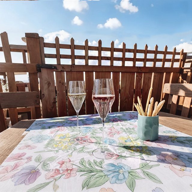 premium goblet glass on the patio table