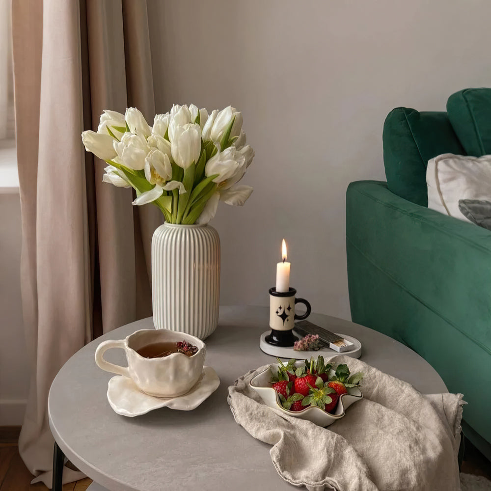 premium vintage style ceramic candle in the living room