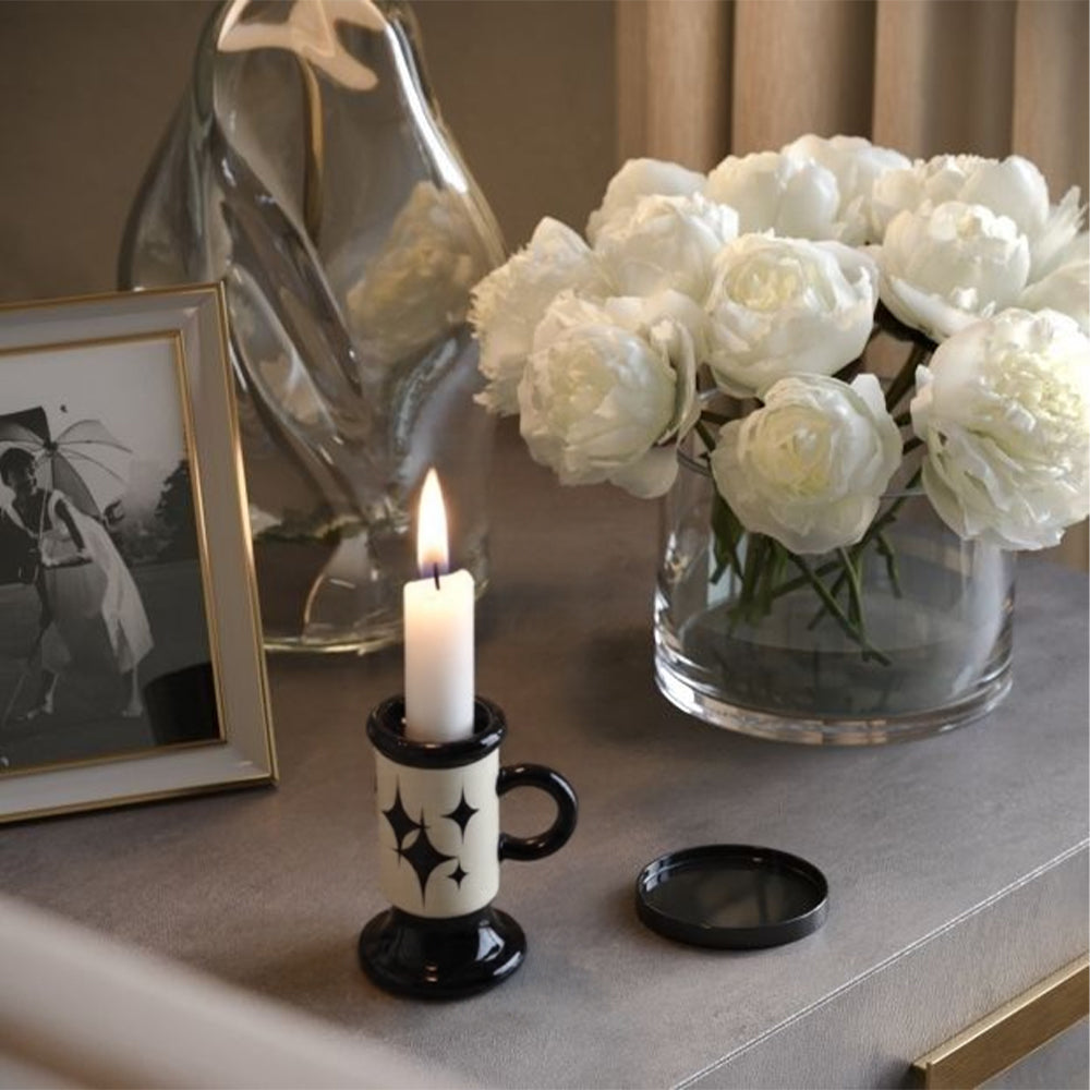 premium vintage style ceramic candle on the desktop