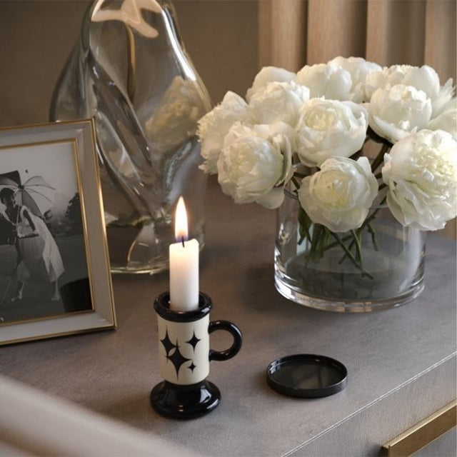 premium vintage style ceramic candle on the desktop