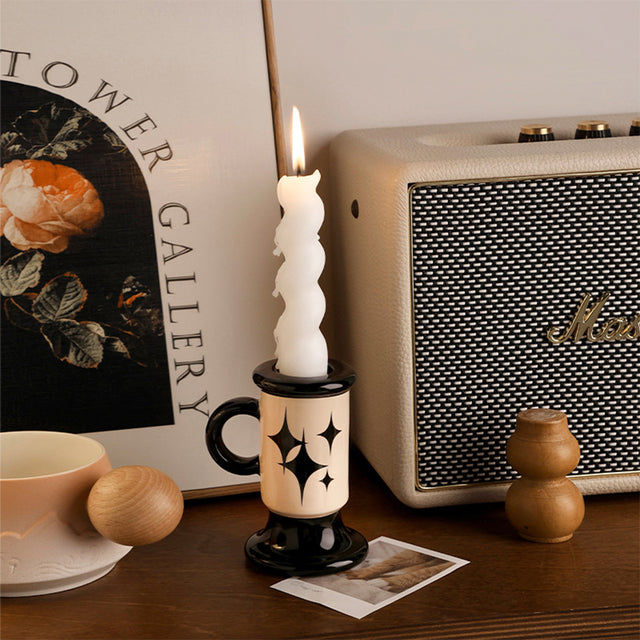 premium vintage style ceramic candle on the table