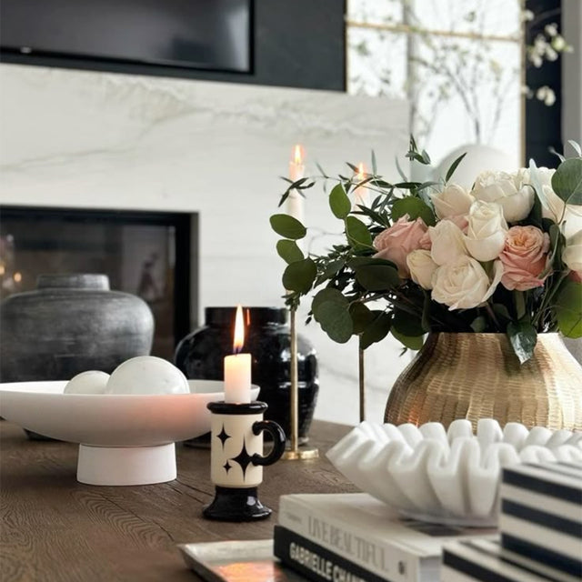 premium vintage style ceramic candle on the table