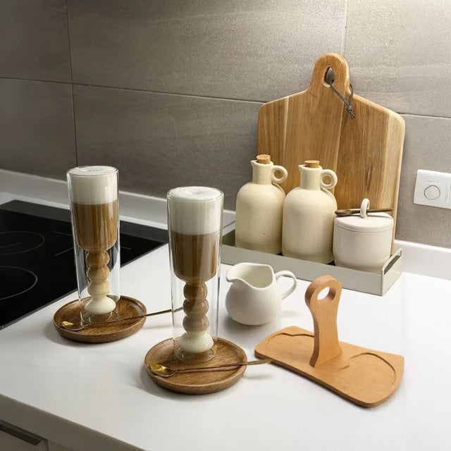 pure white ceramic sugar jar and creamer set on the table