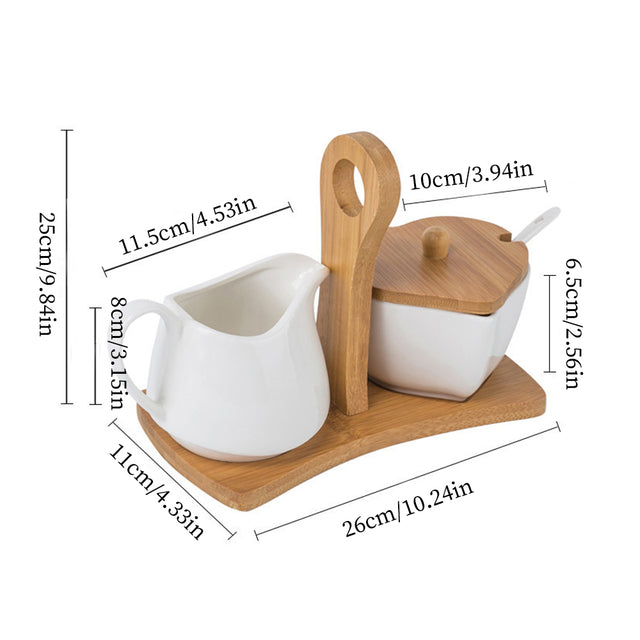 pure white ceramic sugar jar and creamer set size chart