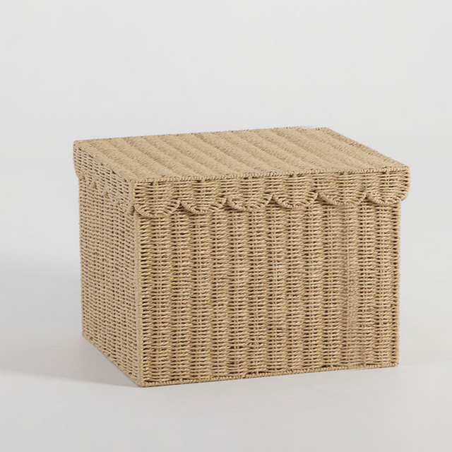 rattan weave large storage basket with lid