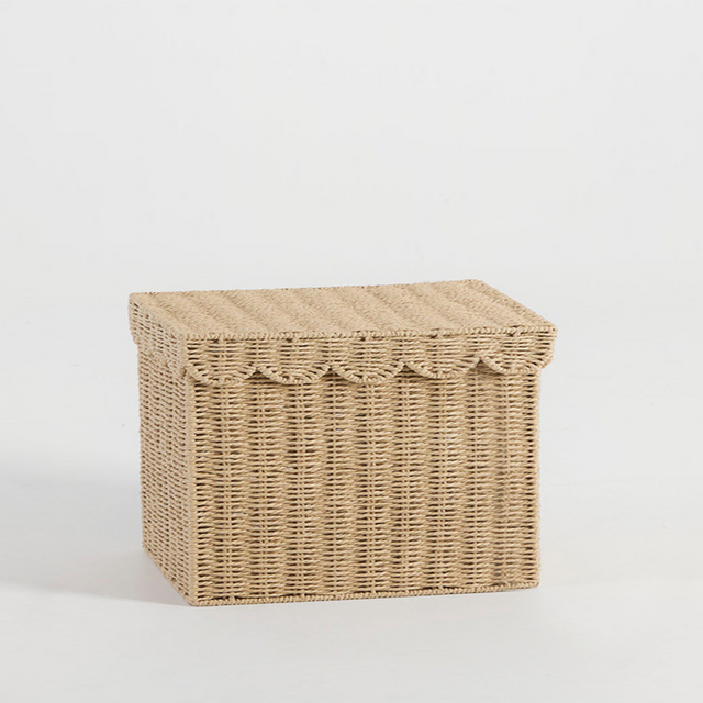 rattan weave small storage basket with lid