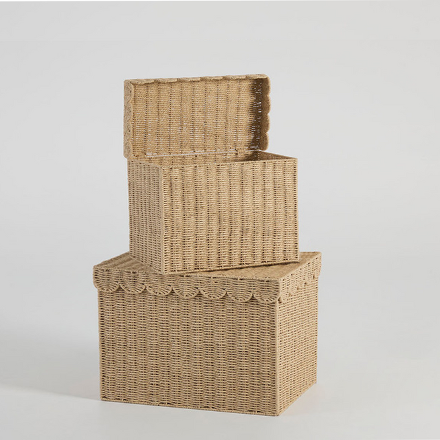 rattan weave storage basket with lid