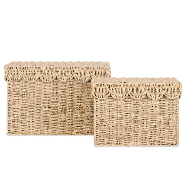 rattan weave storage basket with lid details