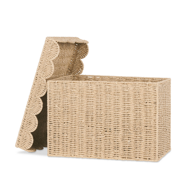 rattan weave storage basket with lid details