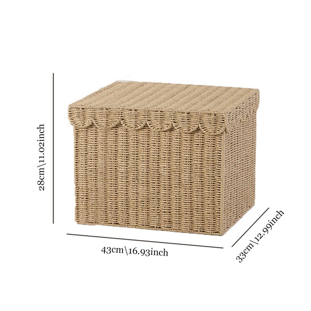 rattan weave storage basket with lid size chart