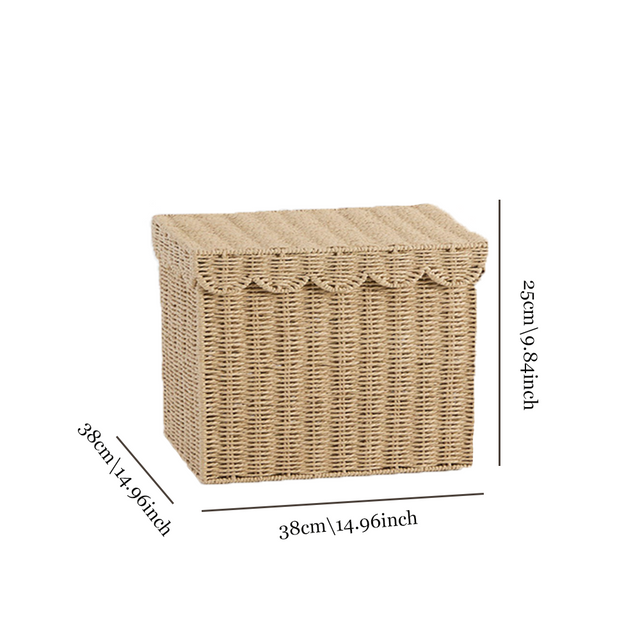 rattan weave storage basket with lid size chart