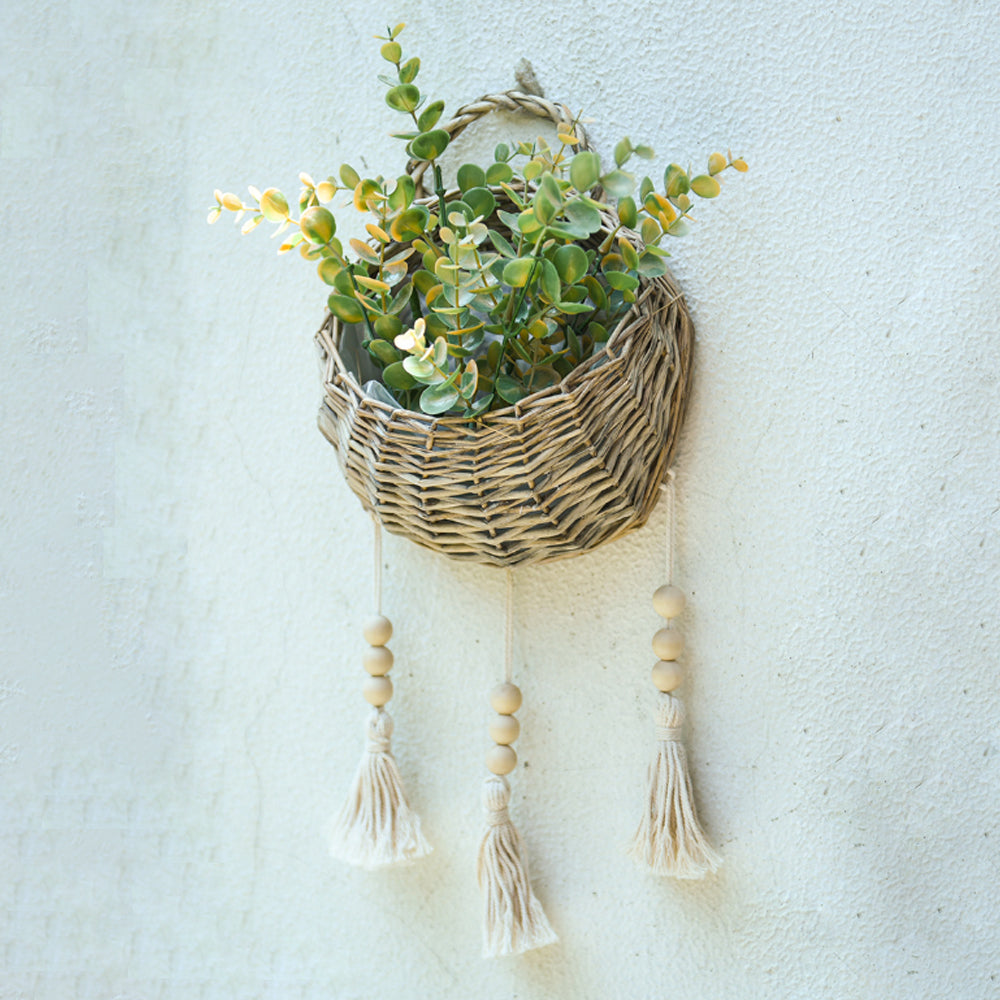 rattan woven bird's nest shaped hanging basket