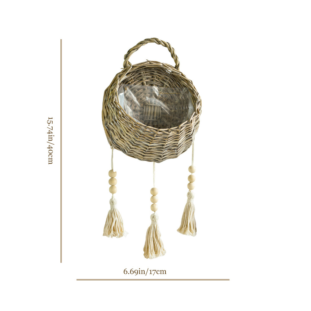 rattan woven bird's nest shaped hanging basket size chart