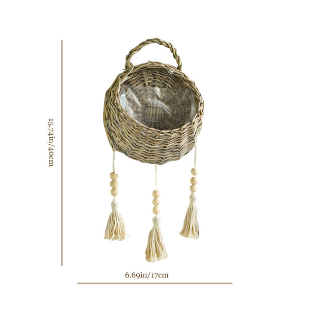 rattan woven bird's nest shaped hanging basket size chart