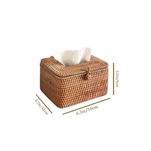 rectangular handwoven rattan natural brown eco-friendly tissue box size chart