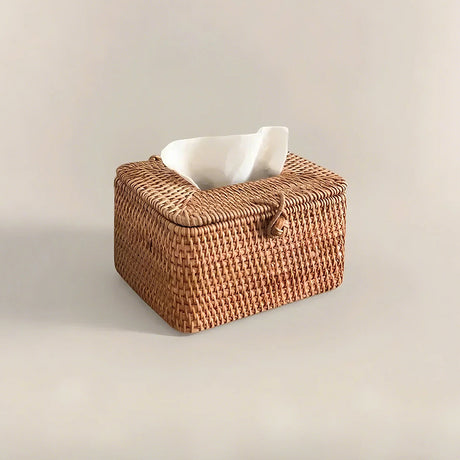 rectangular handwoven rattan natural brown eco-friendly tissue box