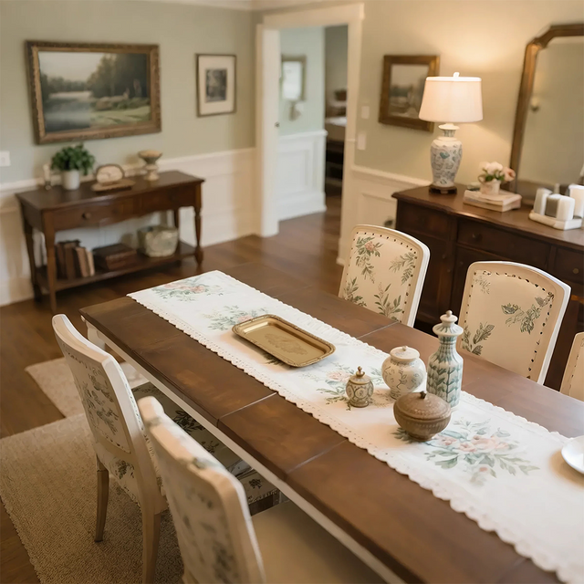 rectangular indian brass embossed serving tray on the dining table