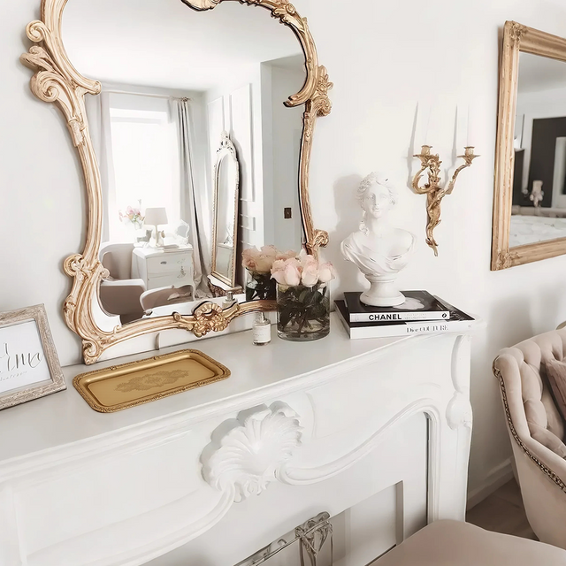 rectangular indian brass embossed serving tray on the table