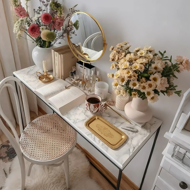 rectangular indian brass embossed serving tray on the dining table