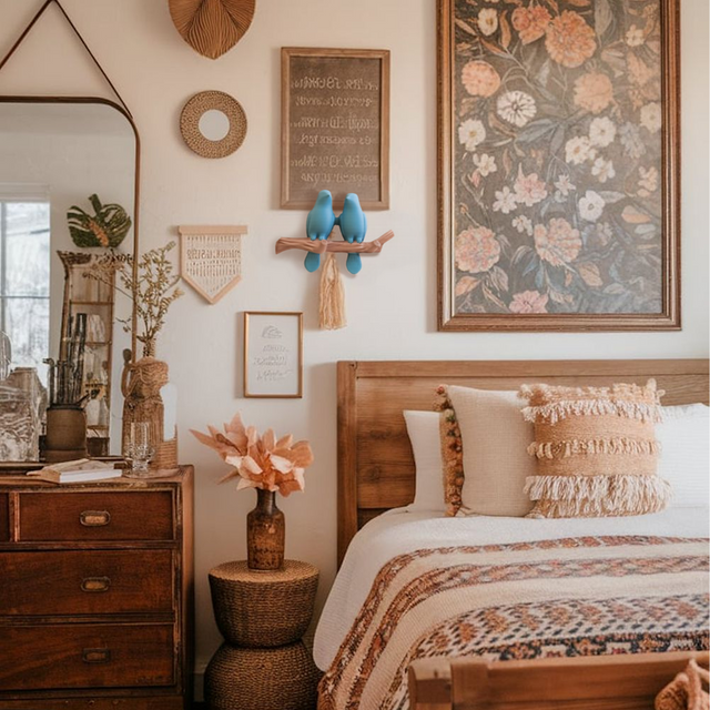 resin bird decorative wall hook in the bedroom