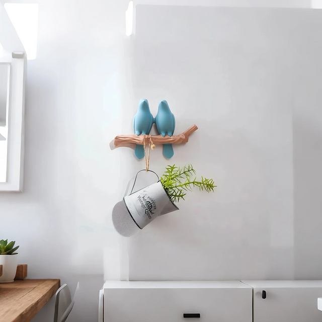 resin bird decorative wall hook on the wall