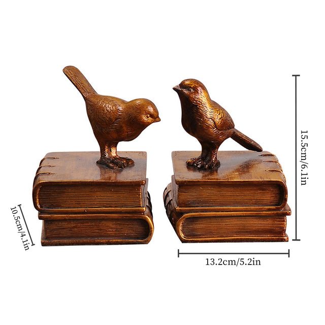 resin bronze decorative vintage birds books bookends size chart