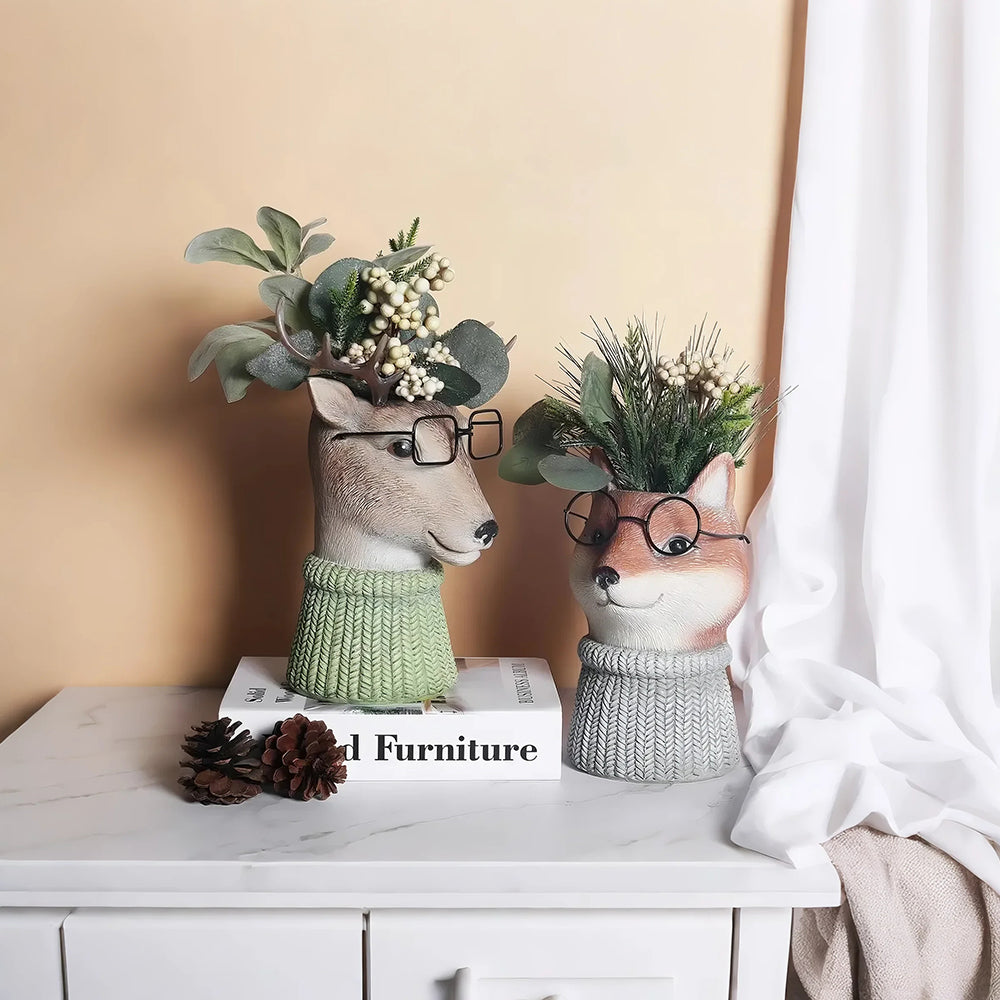 resin brown animal planter decorative vase