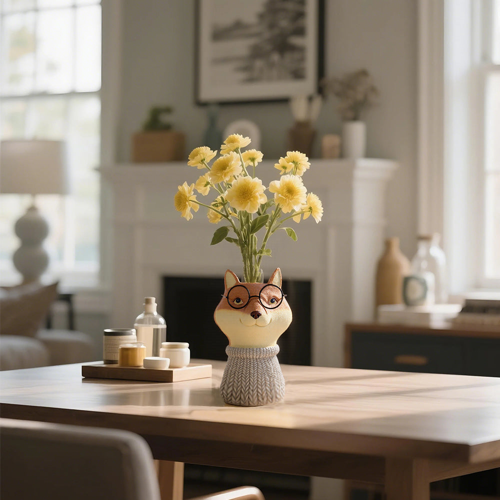 resin brown animal planter decorative vase in the living room