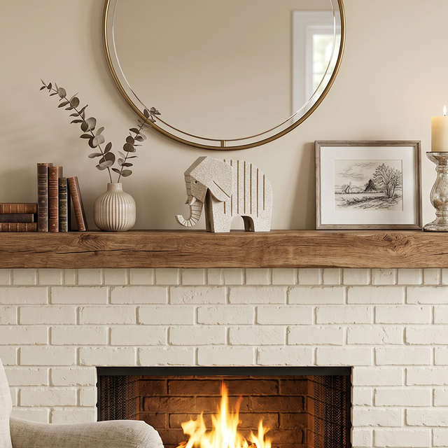 resin elephant mantel fireplace decor