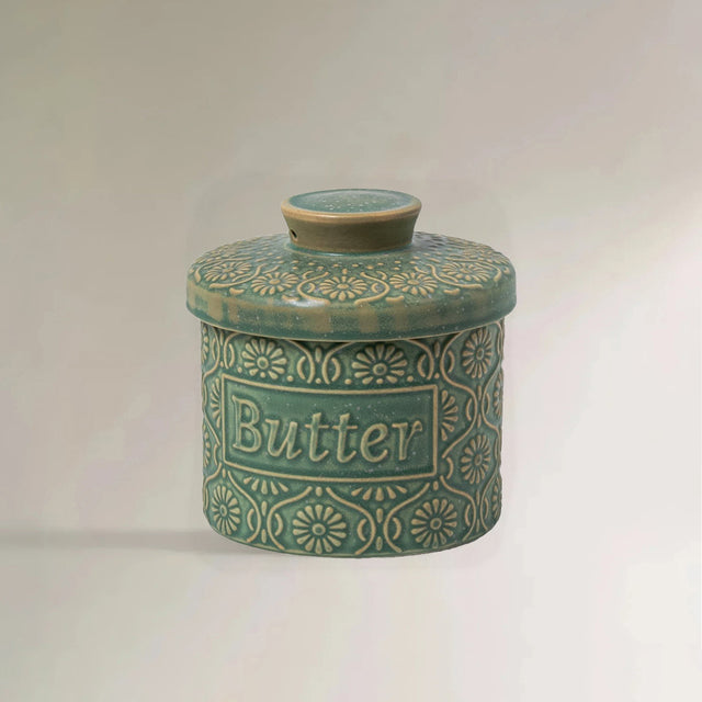 retro relief ceramic butter crock