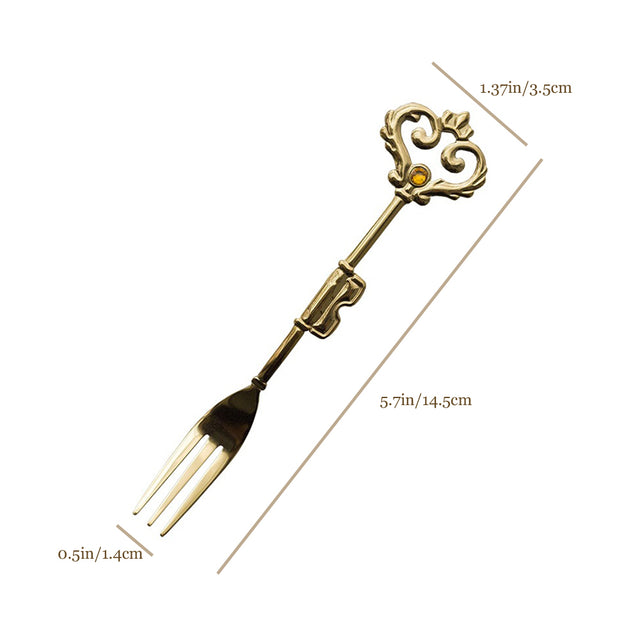 retro stainless steel golden key shaped fork size chart