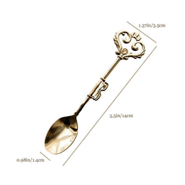 retro stainless steel golden key shaped spoon size chart