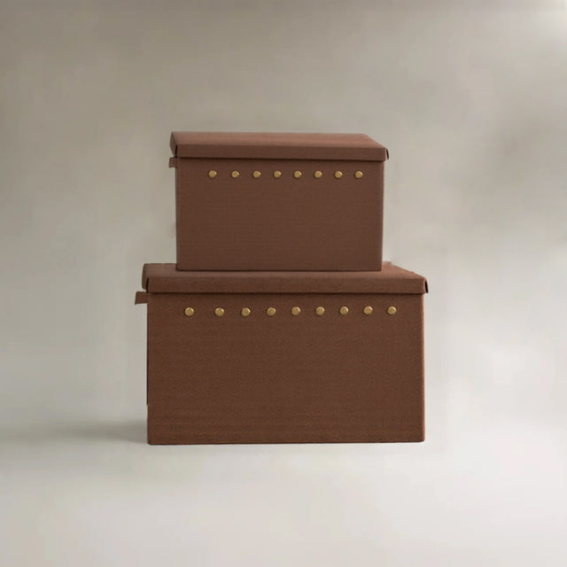 rivet accent foldable storage bin with lid collection