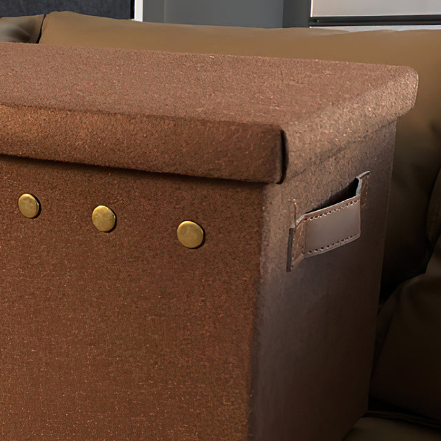 rivet accent foldable storage bin with lid details